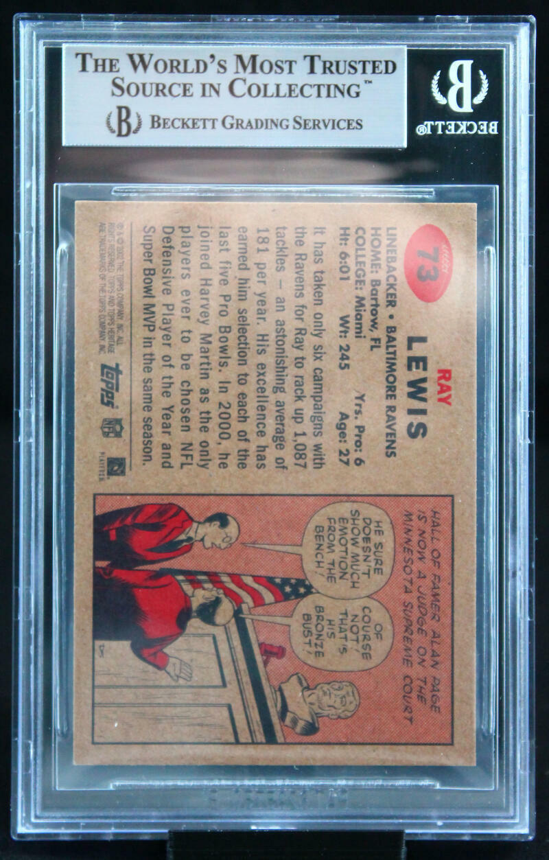 2002 Topps Heritage #73 Ray Lewis Auto Baltimore Ravens BGS Autograph 10