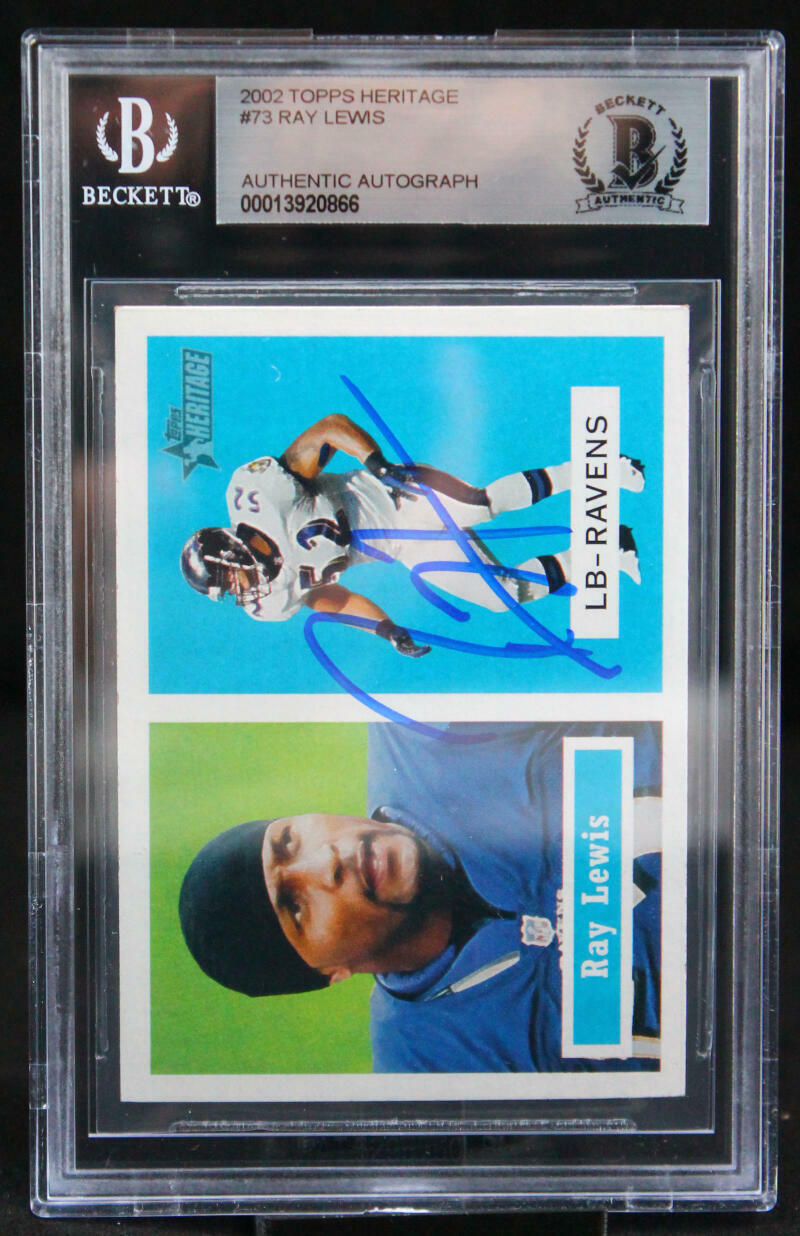 2002 Topps Heritage #73 Ray Lewis Auto Baltimore Ravens BGS Autograph 10