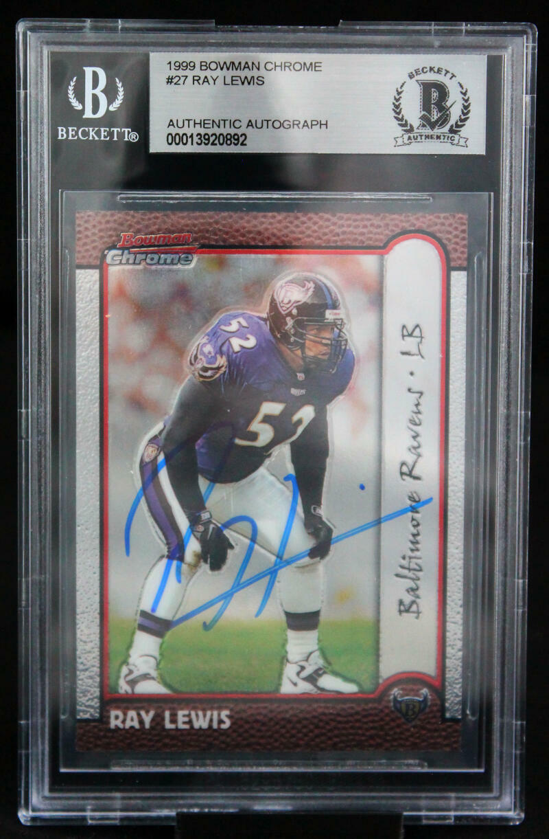 1999 Bowman Chrome #27 Ray Lewis Baltimore Ravens BGS Autograph 10