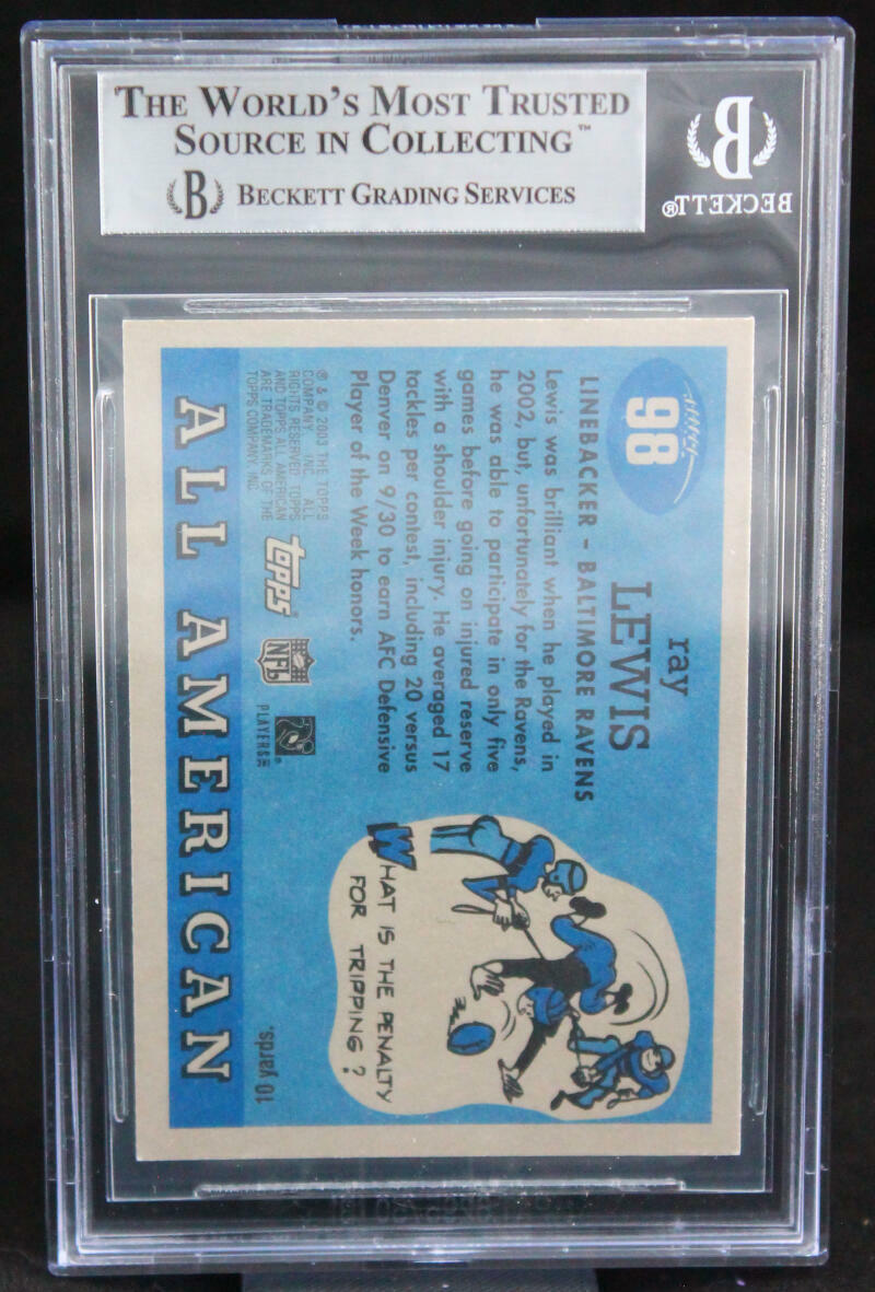 2003 Topps All American #98 Ray Lewis Baltimore Ravens BGS Autograph 10