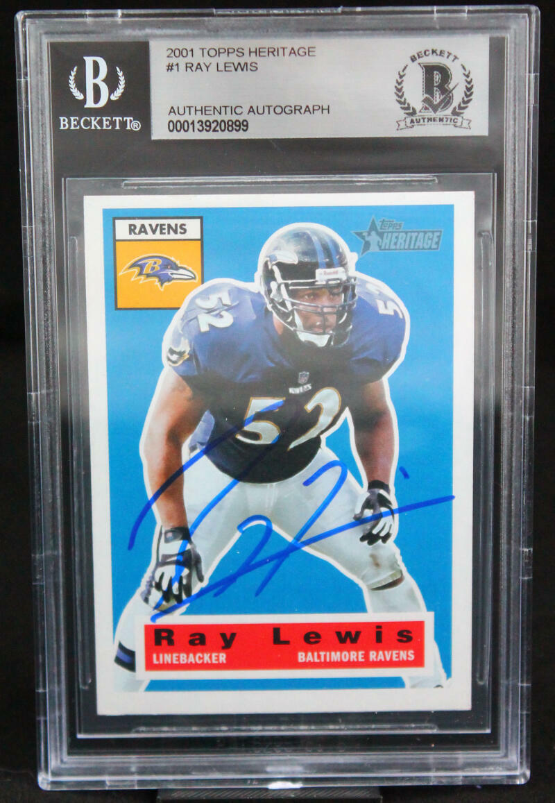 2001 Topps Heritage #1 Ray Lewis Baltimore Ravens BGS Autograph 10