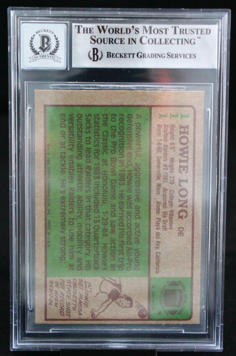1984 Topps #111 Howie Long Auto Oakland Raiders BGS Autograph 10
