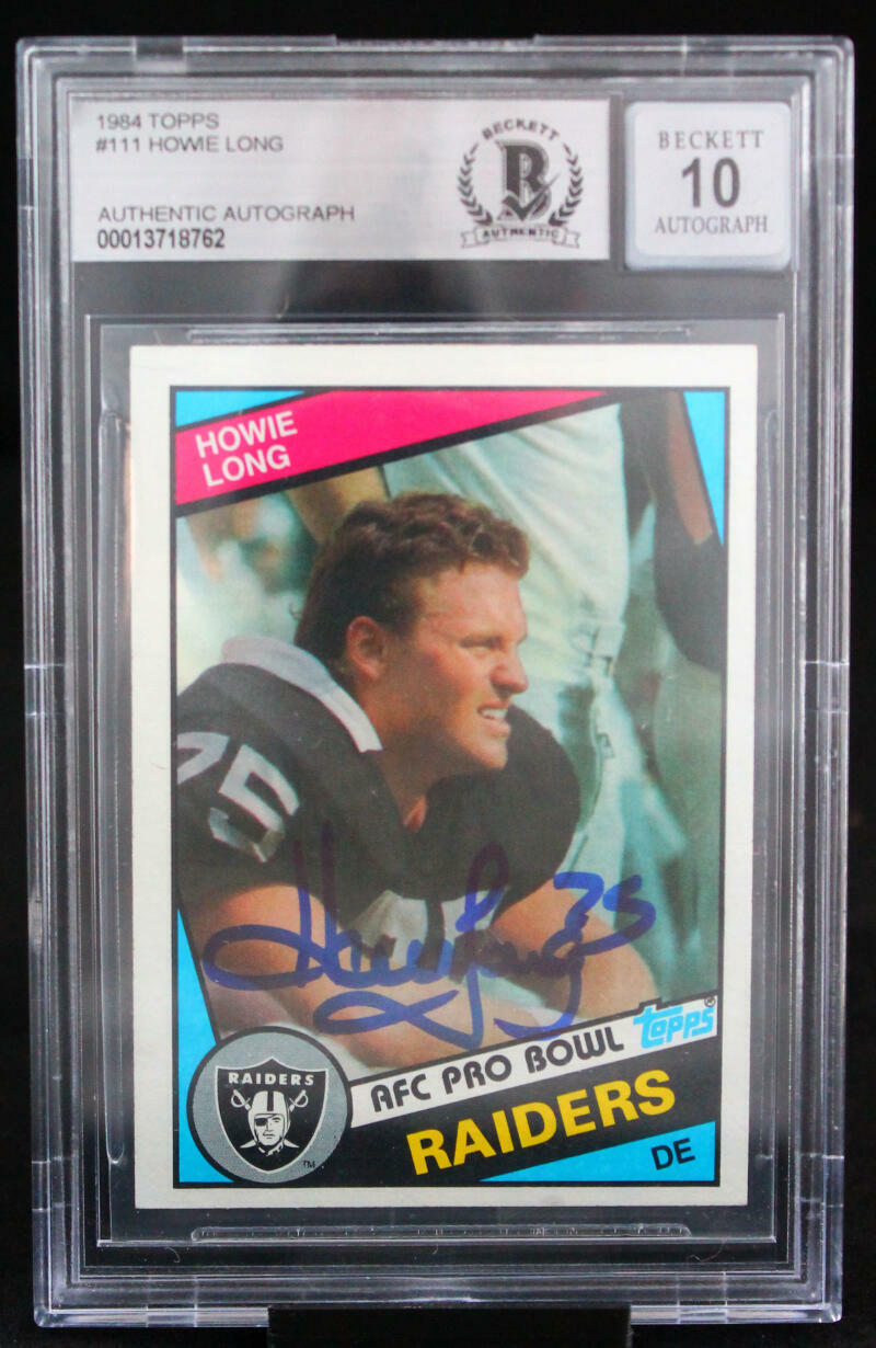1984 Topps #111 Howie Long RC Oakland Raiders BGS Autograph 10