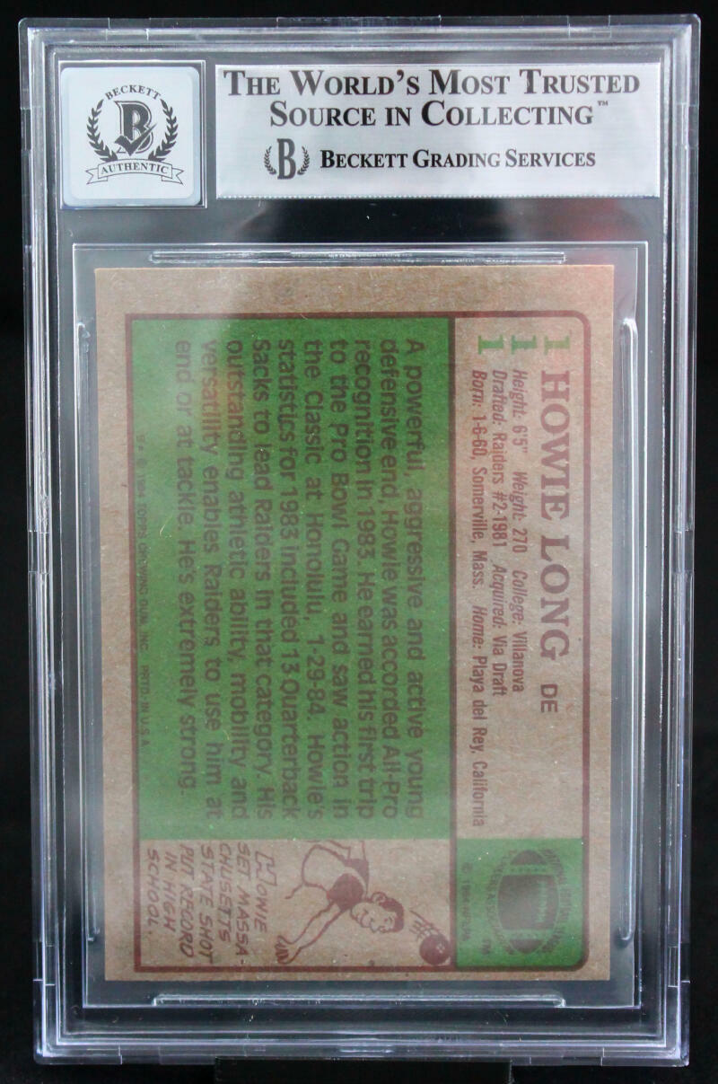 1984 Topps #111 Howie Long Auto Oakland Raiders BGS Autograph 10