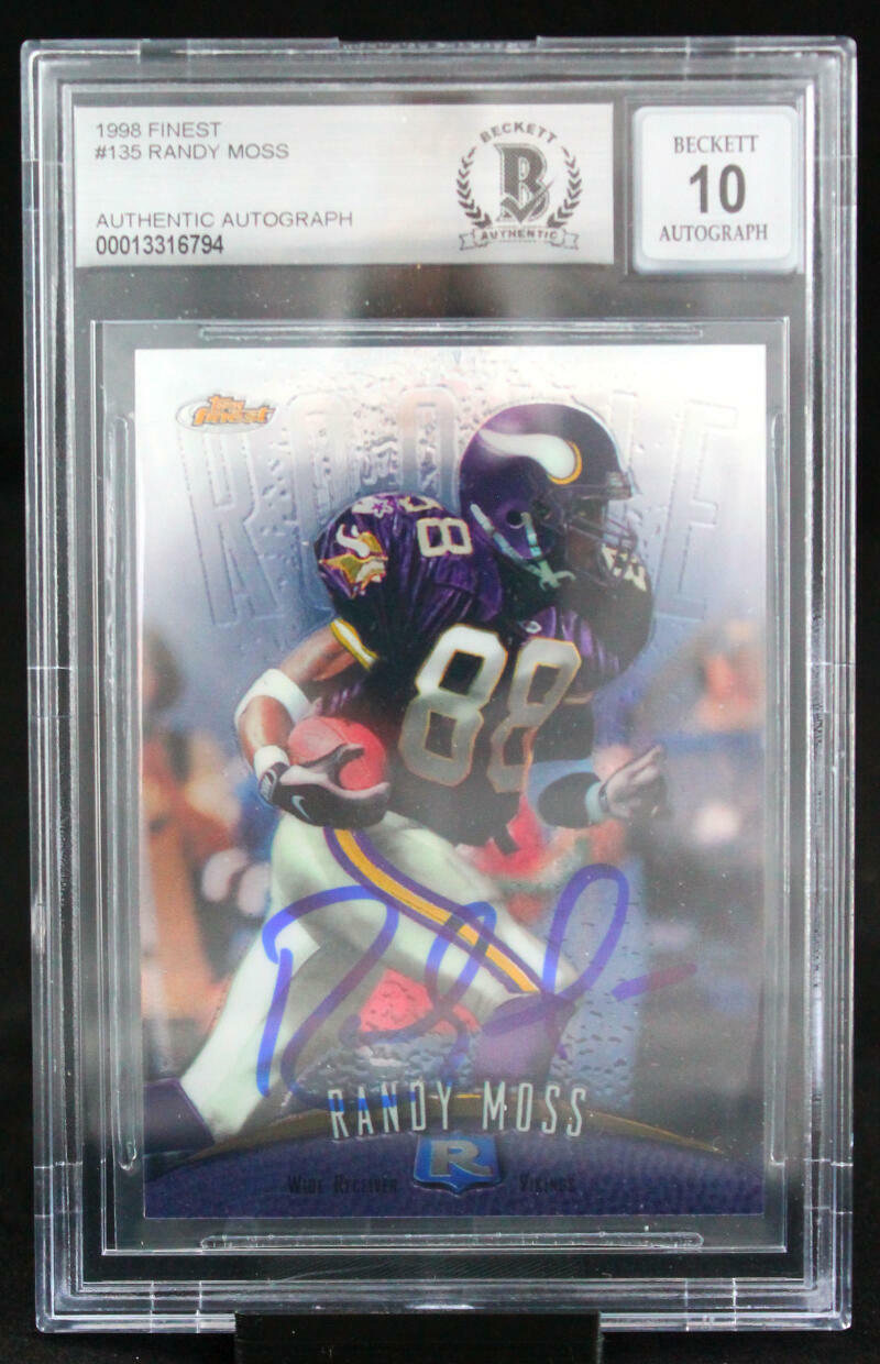 1998 Topps Finest #135 Randy Moss Minnesota Vikings BGS Autograph 10