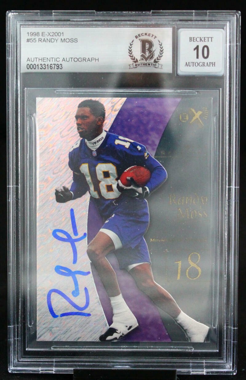 1998 Skybox EX-2001 #55 Randy Moss Minnesota Vikings BGS Autograph 10
