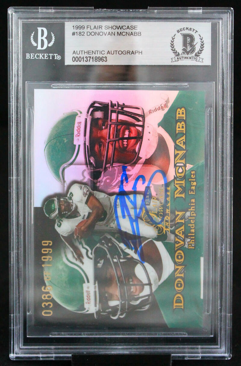 1999 Flair Showcase Row 3 #182 Donovan McNabb Eagles BGS Autograph 10