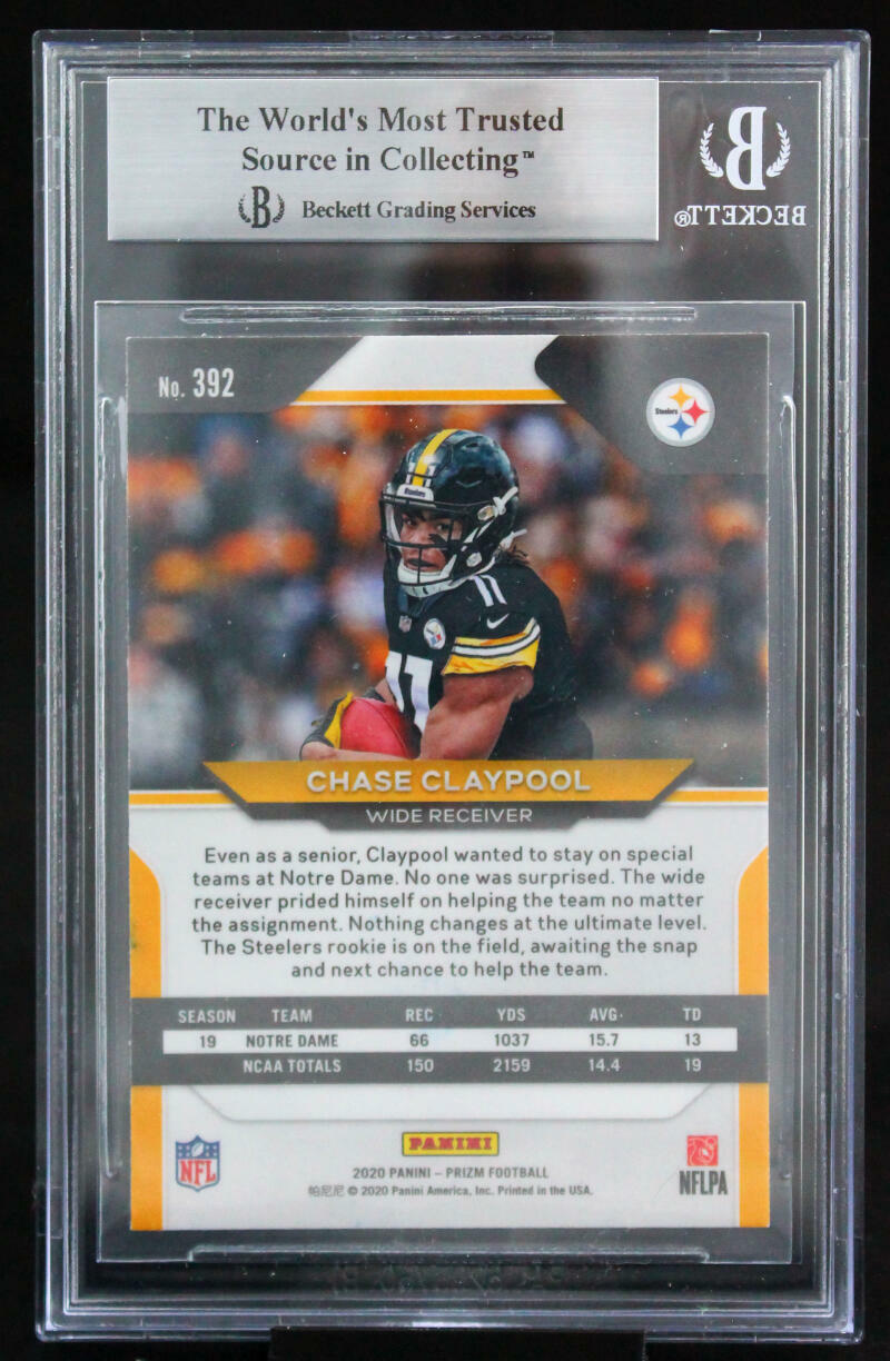 2020 Panini Prizm #392 Chase Claypool Pittsburgh Steelers BGS Auto 10