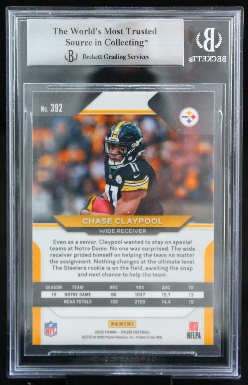 2020 Panini Prizm #392 Chase Claypool RC Pittsburgh Steelers BGS Auto 10