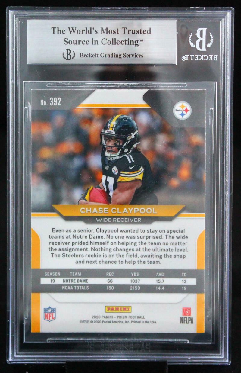 2020 Panini Prizm #392 Chase Claypool Pittsburgh Steelers BGS Auto 10