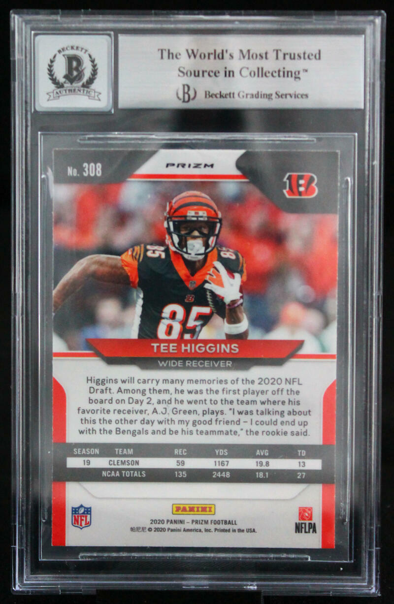 2020 Panini Prizm - Silver #308 Tee Higgins Bengals BGS Autograph 10