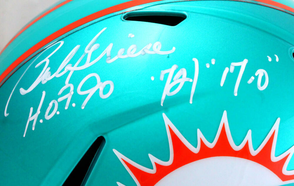 Bob Griese Autographed F/S Dolphins Flash Speed Helmet w/3Insc.-Beckett W Holo