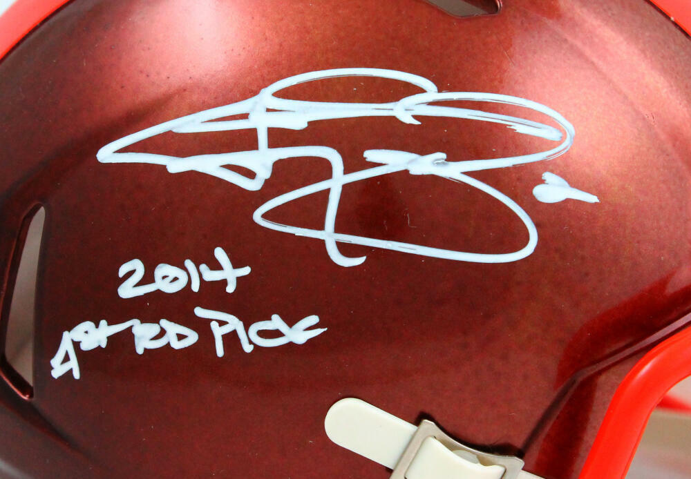 Johnny Manziel Autographed Browns Flash Speed Mini Helmet w/Insc.-Beckett W Holo