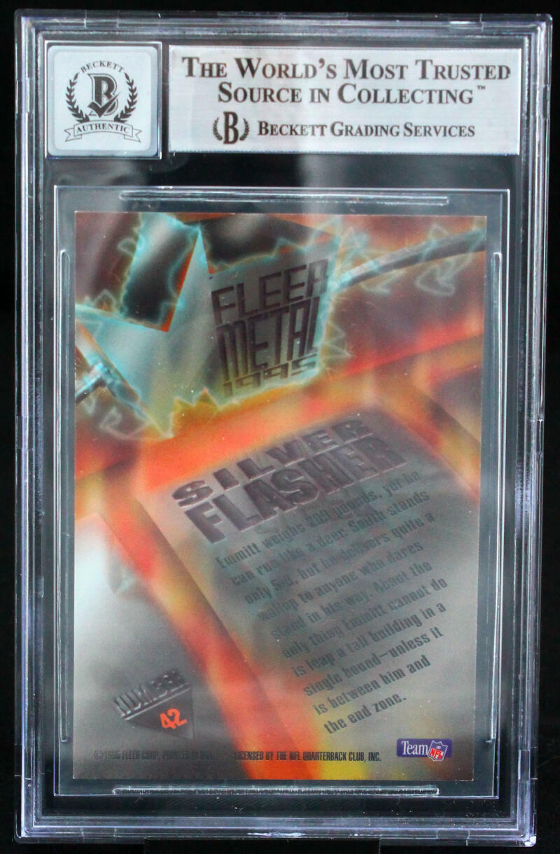 1995 Metal Silver Flashers #42 Emmitt Smith Auto Dallas Cowboys BGS Autograph 10