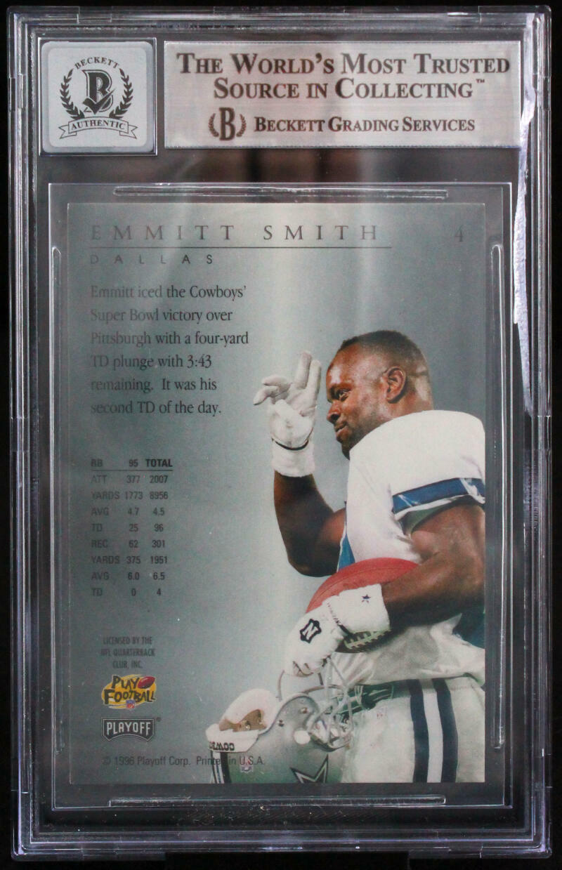 1996 Playoff Trophy Contenders #4 Emmitt Smith Auto Cowboys BGS Autograph 10