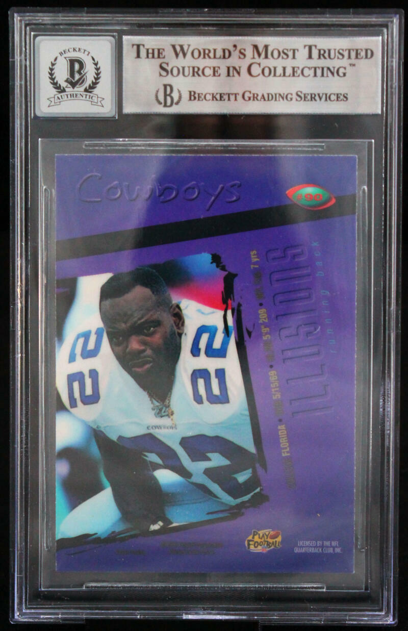 1996 Playoff Illusions #90 Emmitt Smith Auto Dallas Cowboys BGS Autograph 10