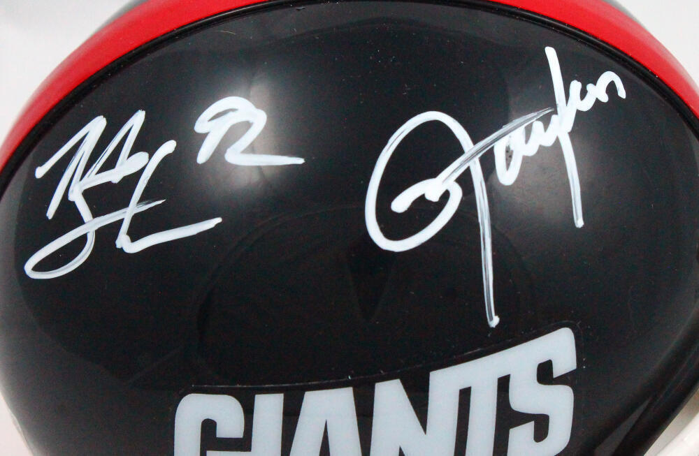 Strahan/Taylor Autographed NY Giants 81-99 TB Mini Helmet-Beckett W Hologram