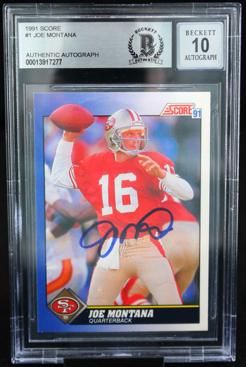 1991 Score #1 Joe Montana Auto San Francisco 49ers BGS Autograph 10