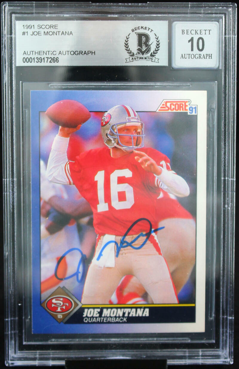 1991 Score #1 Joe Montana Auto San Francisco 49ers BGS Autograph 10