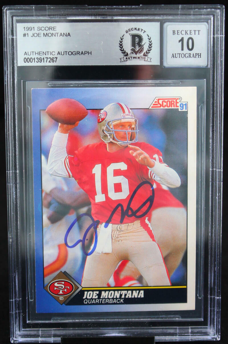 1991 Score #1 Joe Montana Auto San Francisco 49ers BGS Autograph 10