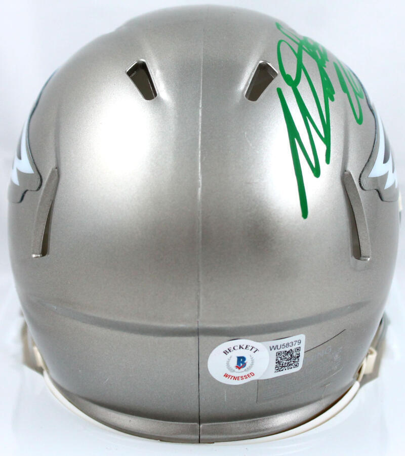 Miles Sanders Autographed Phil. Eagles Flash Speed Mini Helmet-BeckettW Hologram