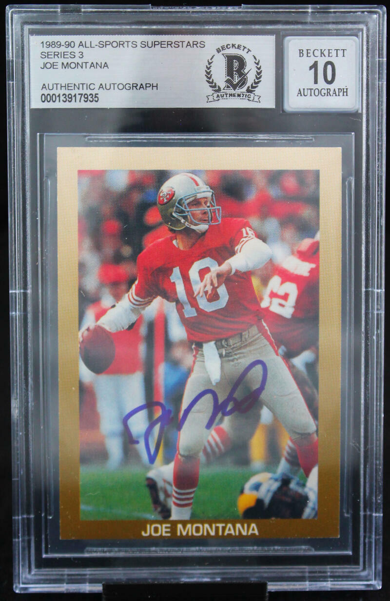 1989-90 All-Sport Superstars #SERIES 3 Joe Montana SF 49ers BGS Autograph 10