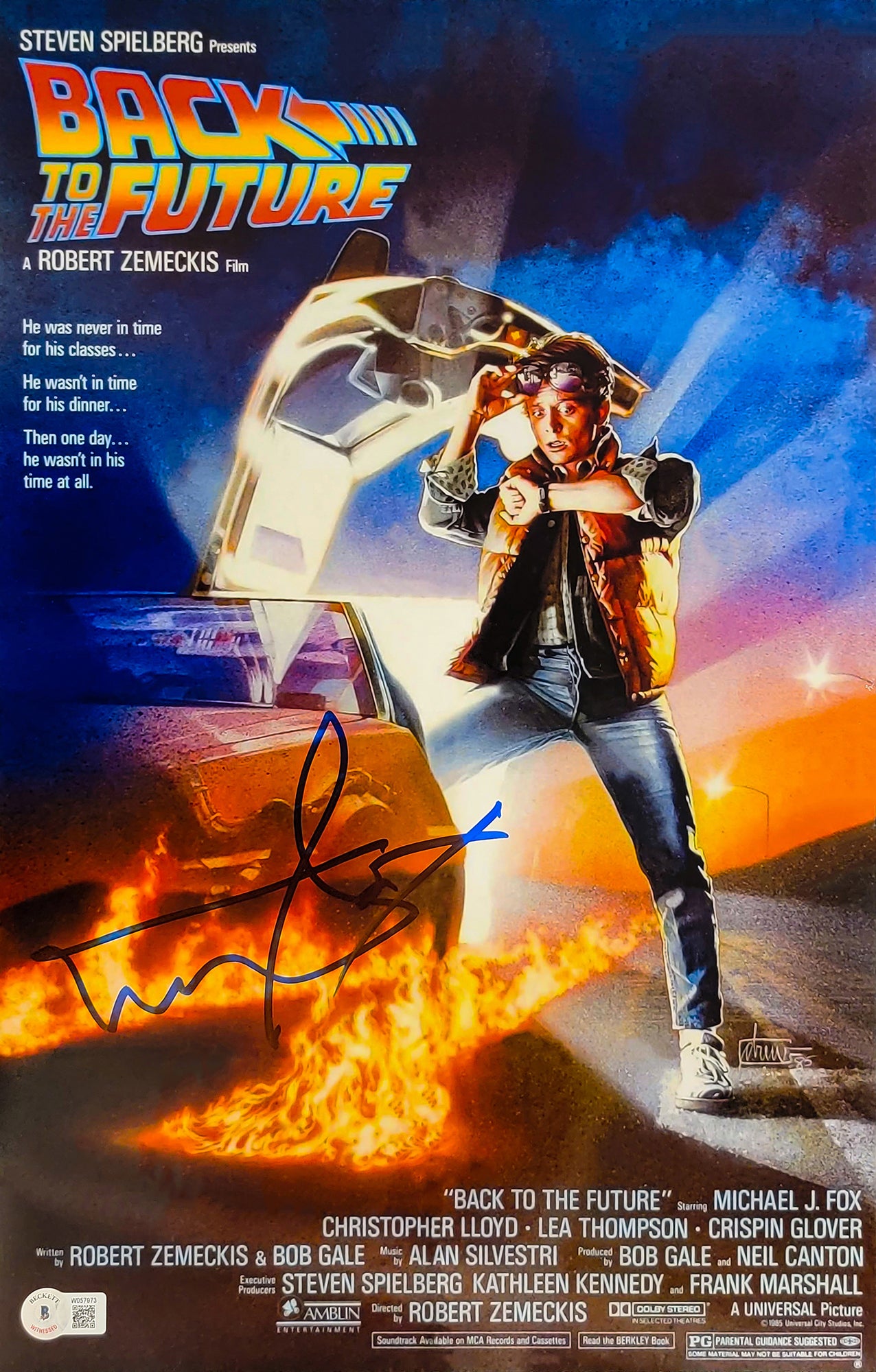 Michael J. Fox Autographed Framed Back To The Future 11x17 Movie Poster Part 1 Marty McFly Beckett BAS Witness Stock #236451