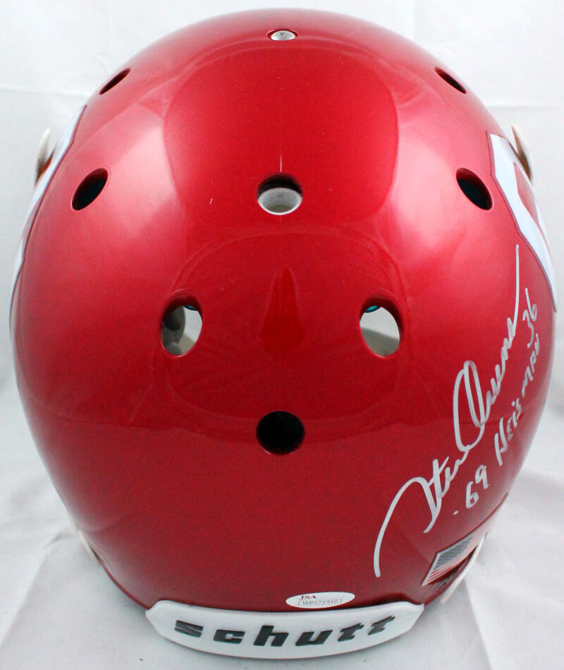 White Owens Sims Autographed OU F/S Schutt Authentic Helmet w/Insc - JSA W Auth