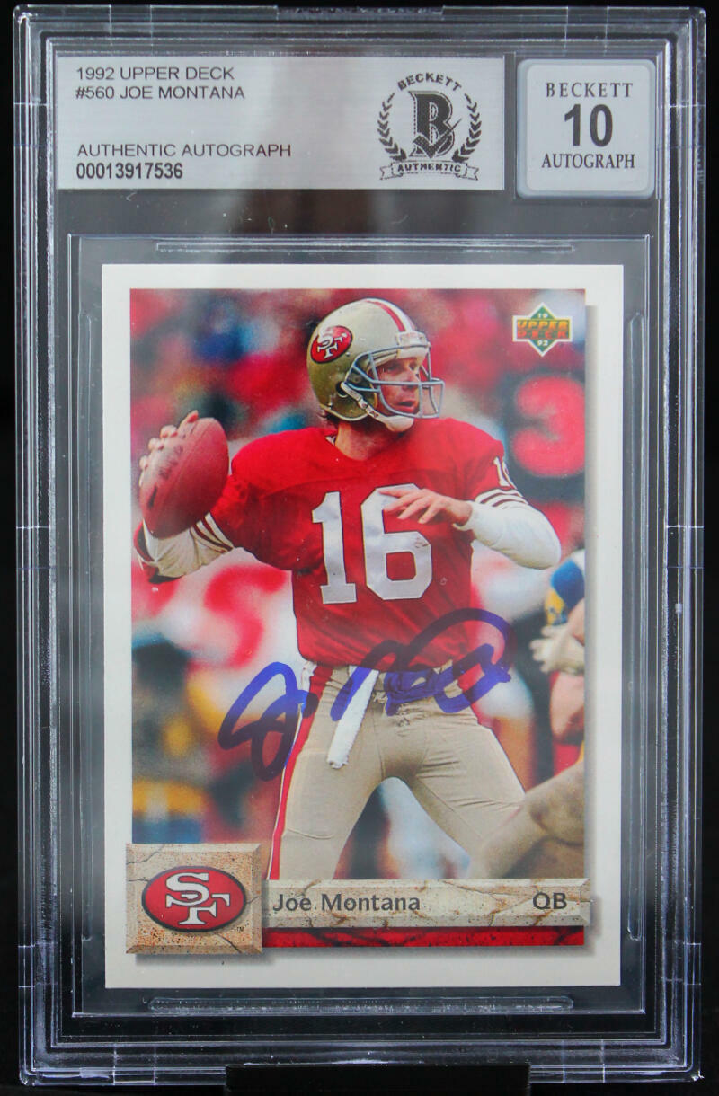 1992 Upper Deck #560 Joe Montana Auto San Francisco 49ers BGS Autograph 10