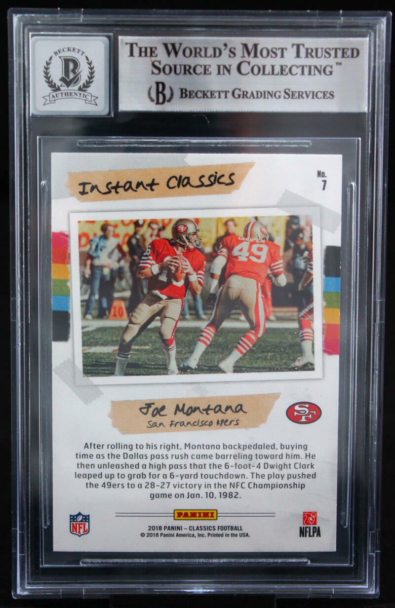 2018 Classics Instant Classics #7 Joe Montana Auto SF 49ers BGS Autograph 10