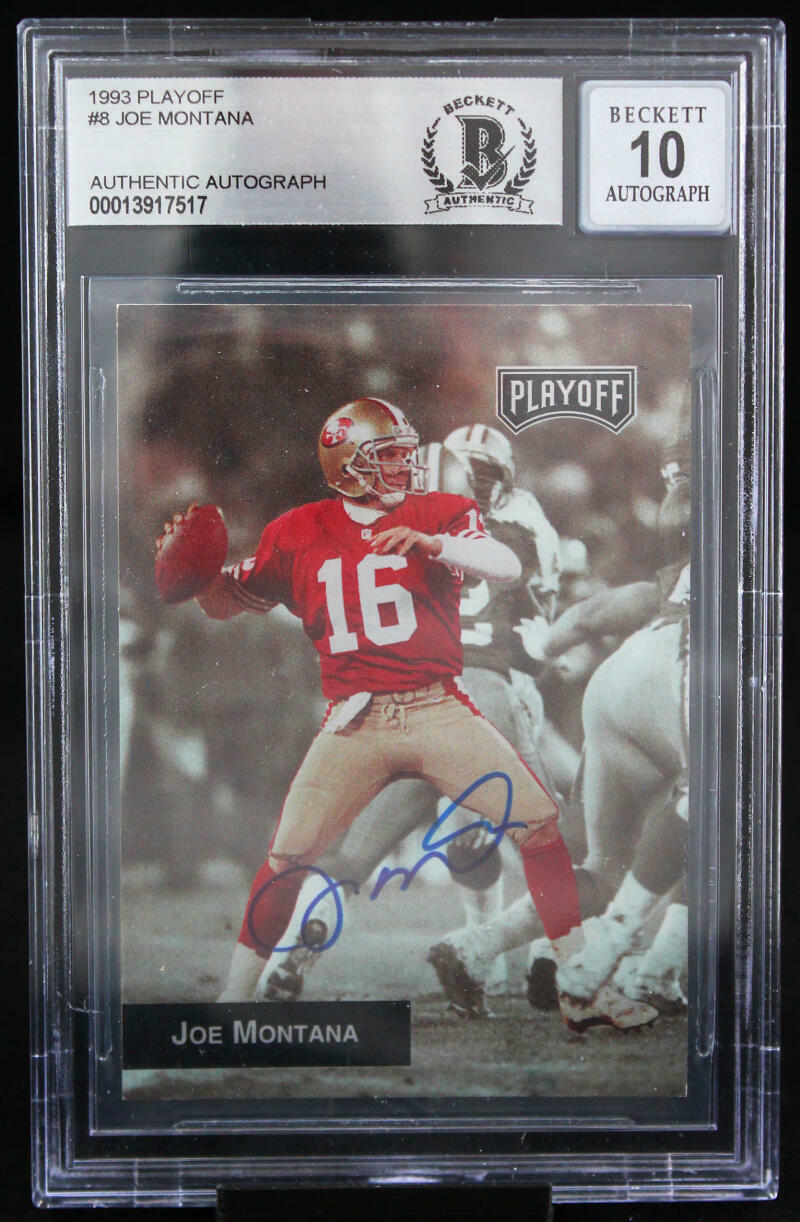 1993 Playoff #8 Joe Montana Auto San Francisco 49ers BGS Autograph 10
