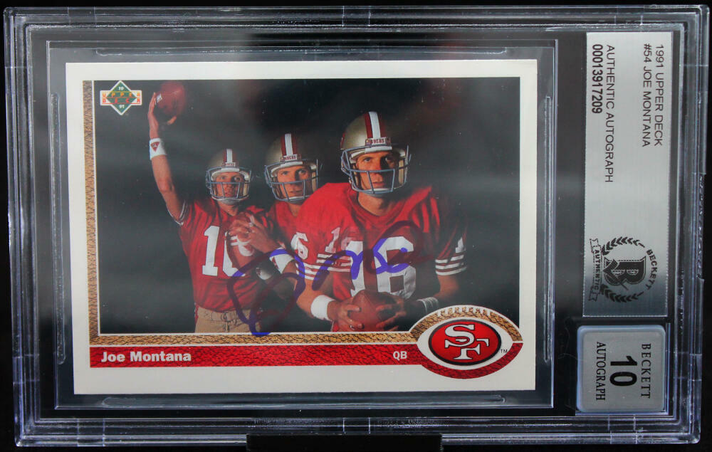 1991 Upper Deck #54 Joe Montana Auto San Francisco 49ers BGS Autograph 10