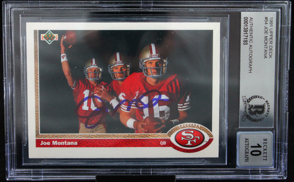 1991 Upper Deck #54 Joe Montana Auto San Francisco 49ers BGS Autograph 10