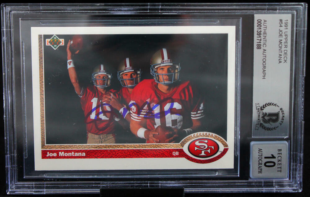1991 Upper Deck #54 Joe Montana Auto San Francisco 49ers BGS Autograph 10