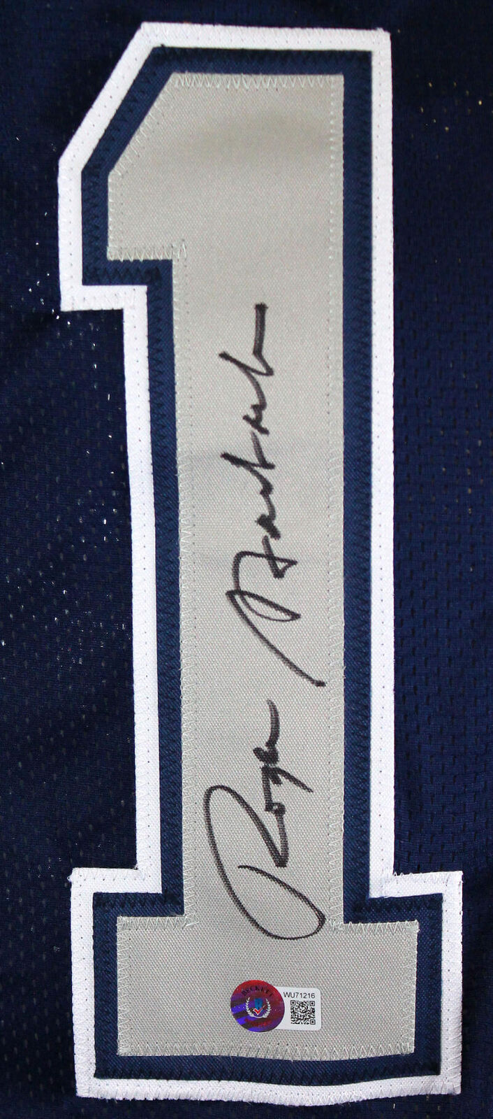 Roger Staubach Autographed Blue/Grey Pro Style Jersey-Beckett W Hologram *Black