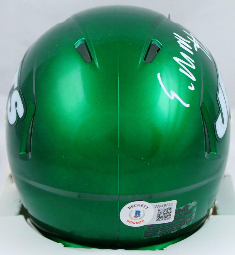 Elijah Moore Autographed New York Jets Speed Mini Helmet-Beckett W Hologram