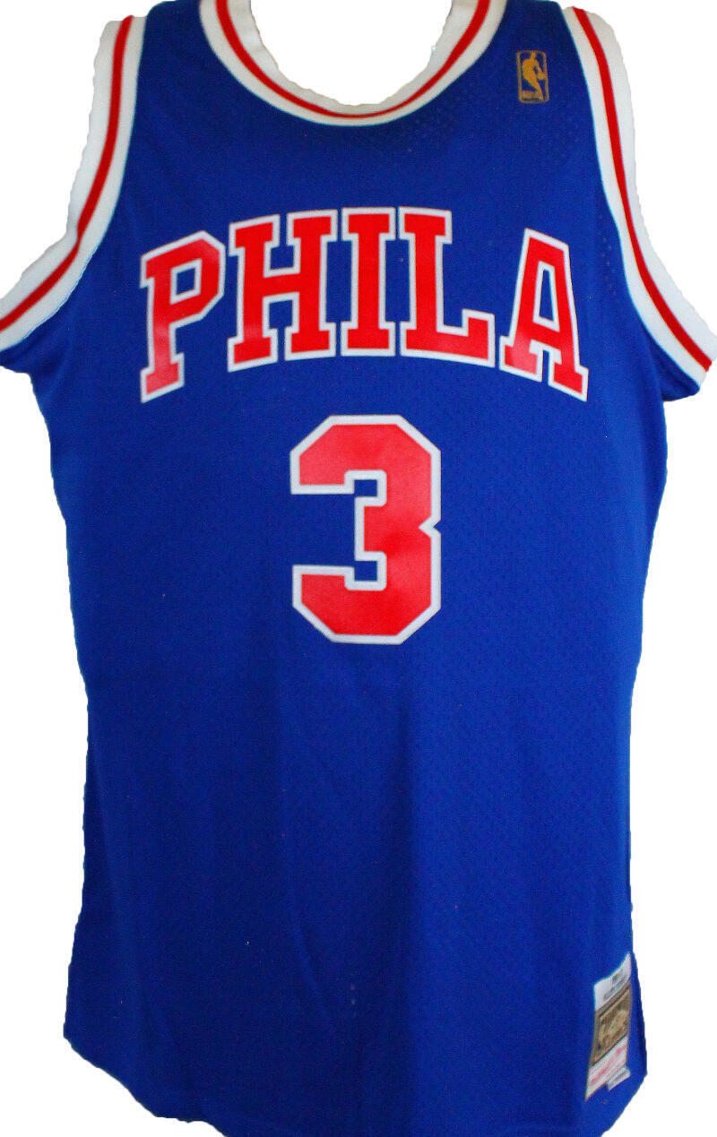 Allen Iverson Singed 76ers Blue M&N Hardwood Classic Swingman Jersey-BA W Holo