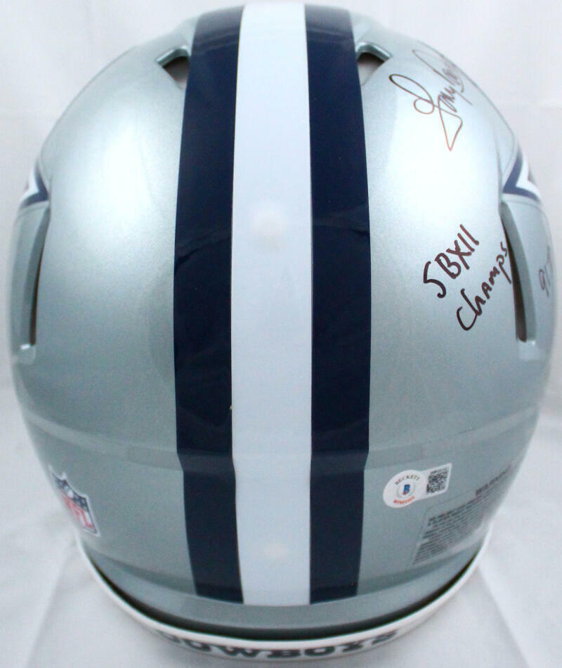 Tony Dorsett Signed Cowboys F/S Speed Authentic Helmet w/5 stats-Beckett W Holo