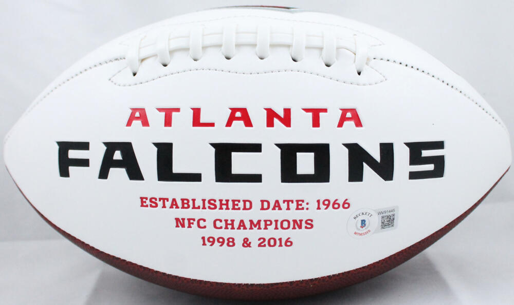 Deion Sanders Autographed Atlanta Falcons Logo Football w/Primetime-BeckettWHolo