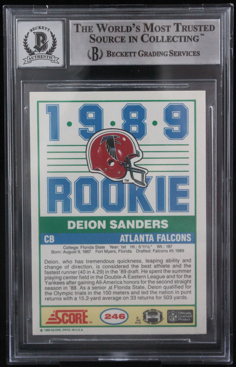 1989 Score #246 Deion Sanders Atlanta Falcons BGS Autograph 10