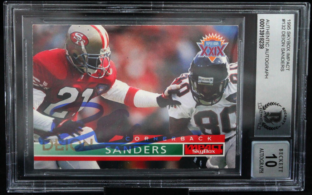 1995 Skybox Impact #132 Deion Sanders San Francisco 49ers BGS Autograph 10