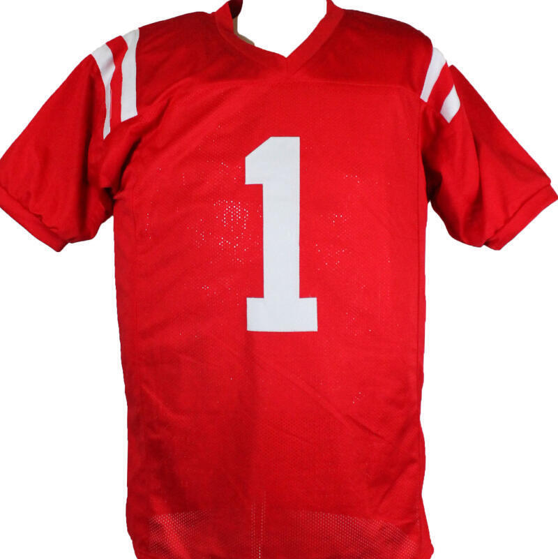 A.J. Brown Autographed Red College Style Jersey-Beckett W Hologram