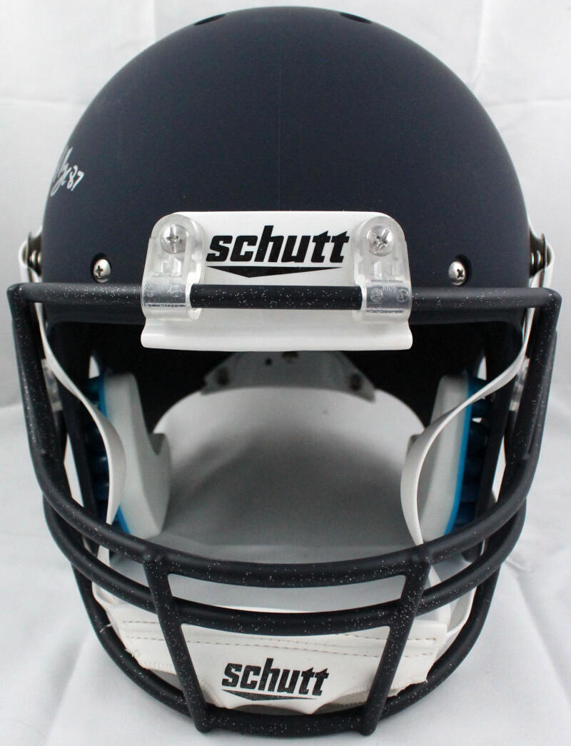Michael Mayer Signed F/S Notre Dame Matte Navy Schutt Helmet-Beckett W Hologram