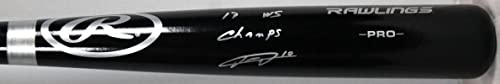 Yuli Gurriel Autographed Black Rawlings Pro Bat w/17 WS Champs-JSA W *Silver