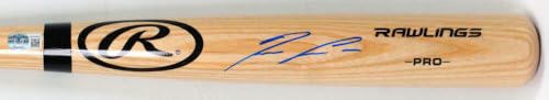 Ronald Acuna Autographed Pro Baseball blonde Bat - Beckett W *Blue