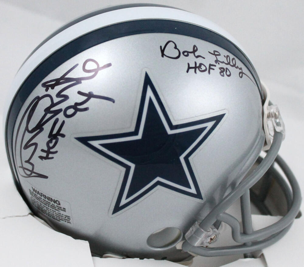 Bob Lilly Randy White Autographed Dallas Cowboys Mini Helmet w/HOF-Prova *Black