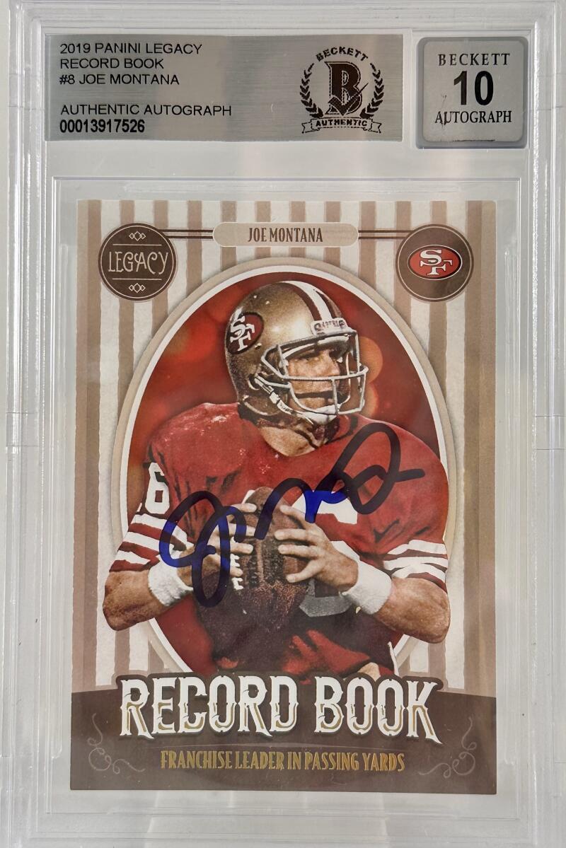 2019 Panini Legacy Record Book #8 Joe Montana Auto 49ers BGS Autograph 10