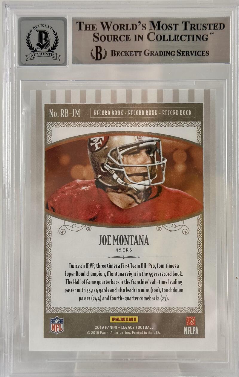 2019 Panini Legacy Record Book #8 Joe Montana Auto 49ers BGS Autograph 10