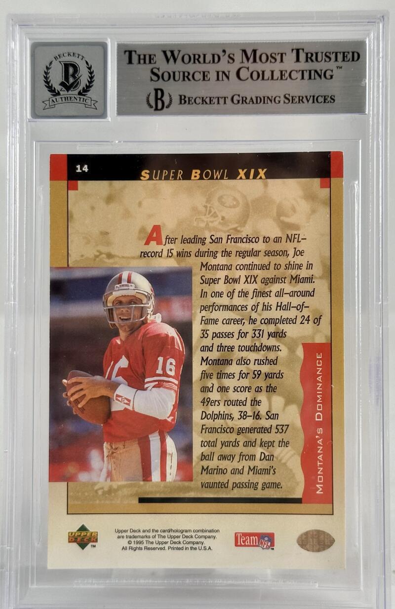 1995 Upper Deck Box Set #14 Joe Montana Auto SF 49ers BGS Autograph 10