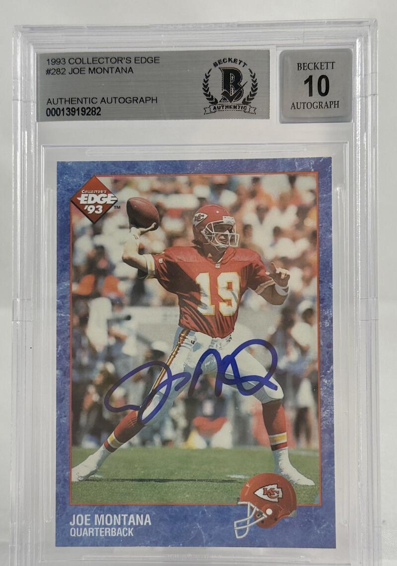 1993 Collector's Edge #282 Joe Montana Auto Kansas City Chiefs BGS Autograph 10